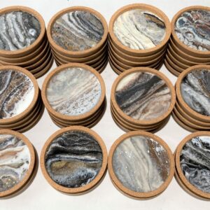 4 Coaster Set - Black/White Earth Tones
