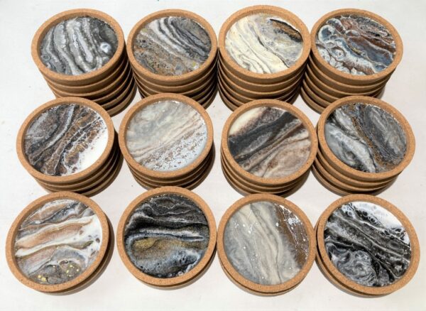 4 Coaster Set - Black/White Earth Tones
