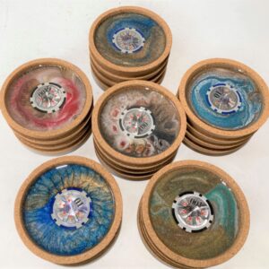 4 Coaster Set - Poker Chip Center