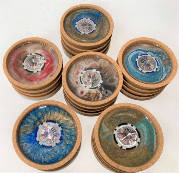 4 Coaster Set - Poker Chip Center