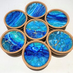 4 Coaster Set - Blues/Greens