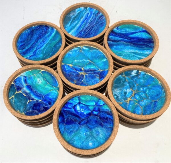 4 Coaster Set - Blues/Greens