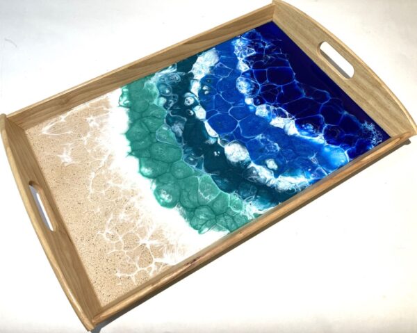 Serving Tray - White Sand Beach, Faceted Waves