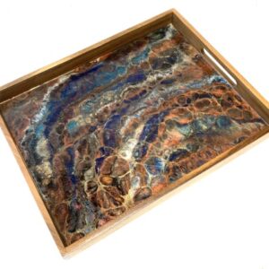Serving Tray - Blue/White/Copper Faceted